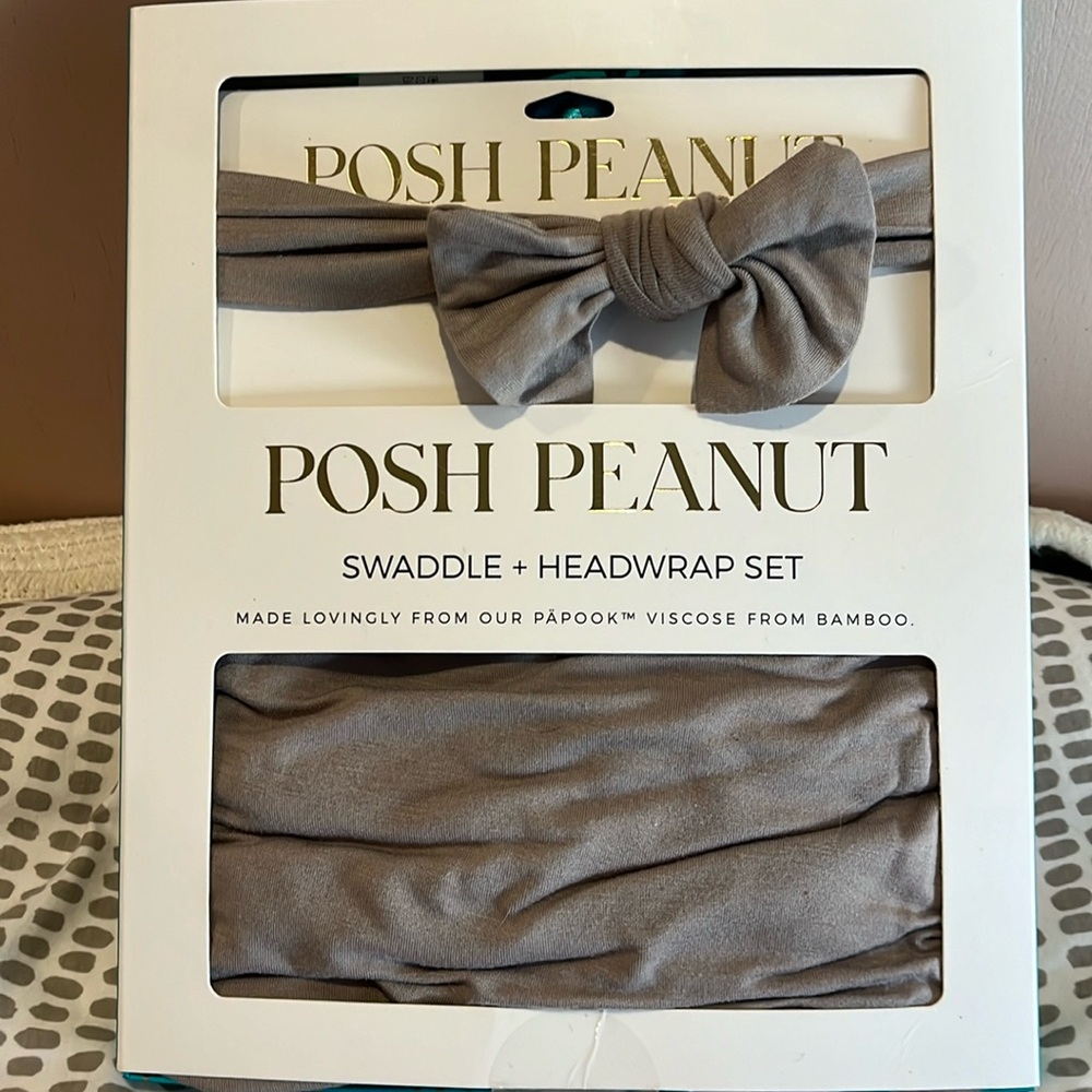 NIB Posh Peanut swaddle and bow *open box*
